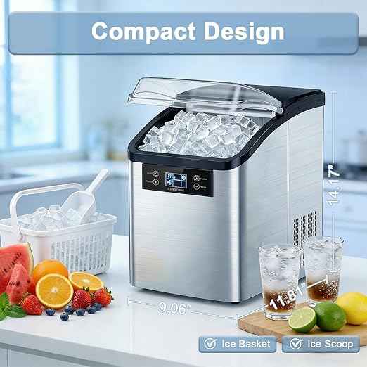 Waleaf 44LBS/24H Countertop Nugget Ice Makers with Timer, 24PCS Ice Cubes Ready in 6 Mins,Portable Auto-Cleaning Ice Maker Machine with 2L Water Tank, for Home Kitchen Camping RV