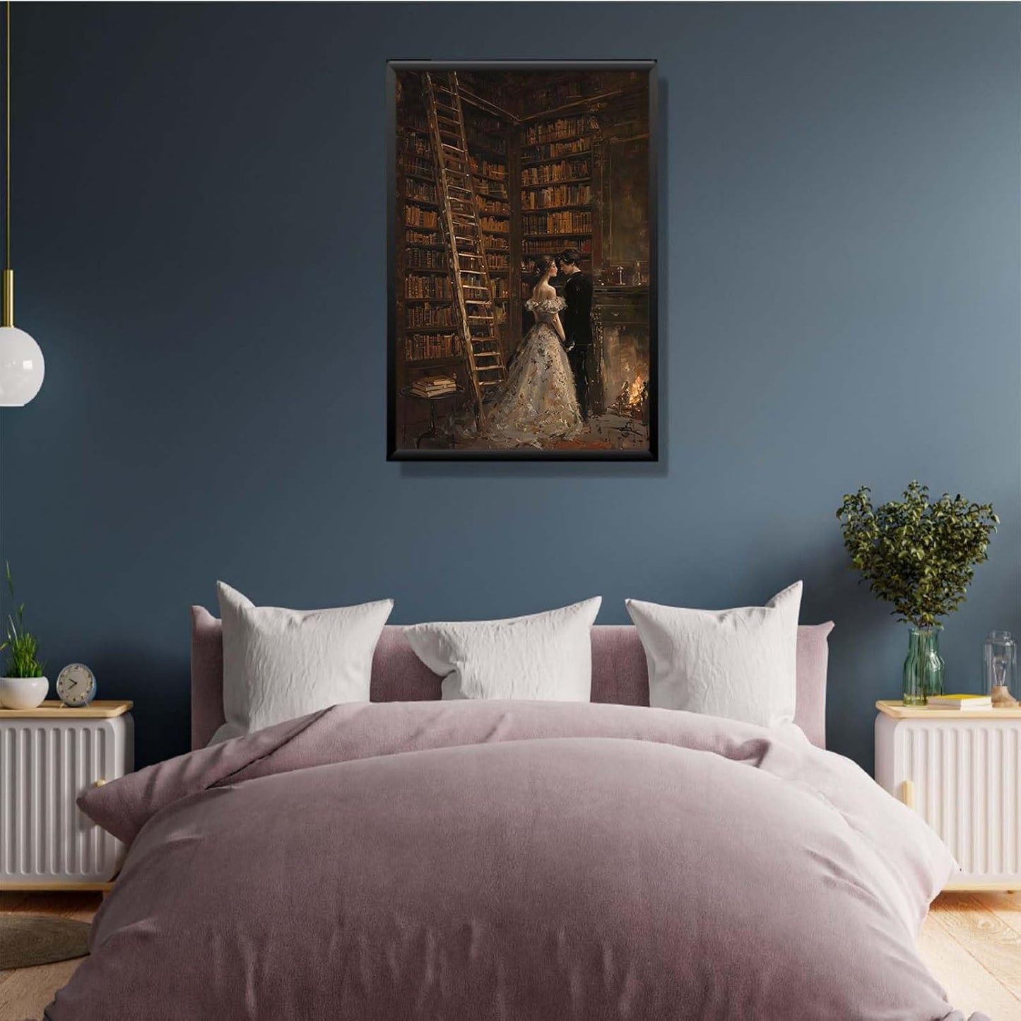 JFHCQJPK Gothic retro library scene decoration melancholy calm art college style wall aesthetic antique style home decoration suitable for bedroom living room8x12in Metal blackFramed