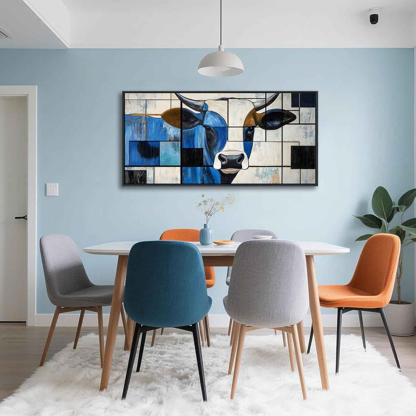 QZQCBLC Large Canvas Wall Art, Black and White Cow Pictures Artwork Abstract Modern Funny Western Wall Decor for Living room Bedroom kitchen Home Office Framed Painting 24x48 IN