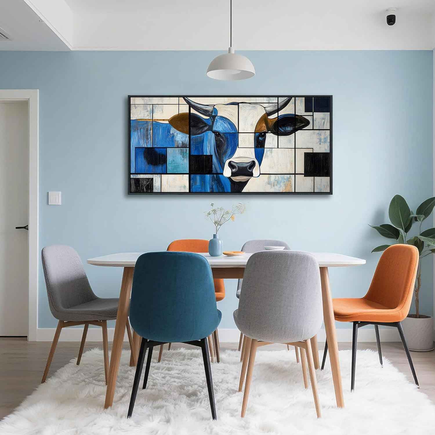 QZQCBLC Large Canvas Wall Art, Black and White Cow Pictures Artwork Abstract Modern Funny Western Wall Decor for Living room Bedroom kitchen Home Office Framed Painting 24x48 IN