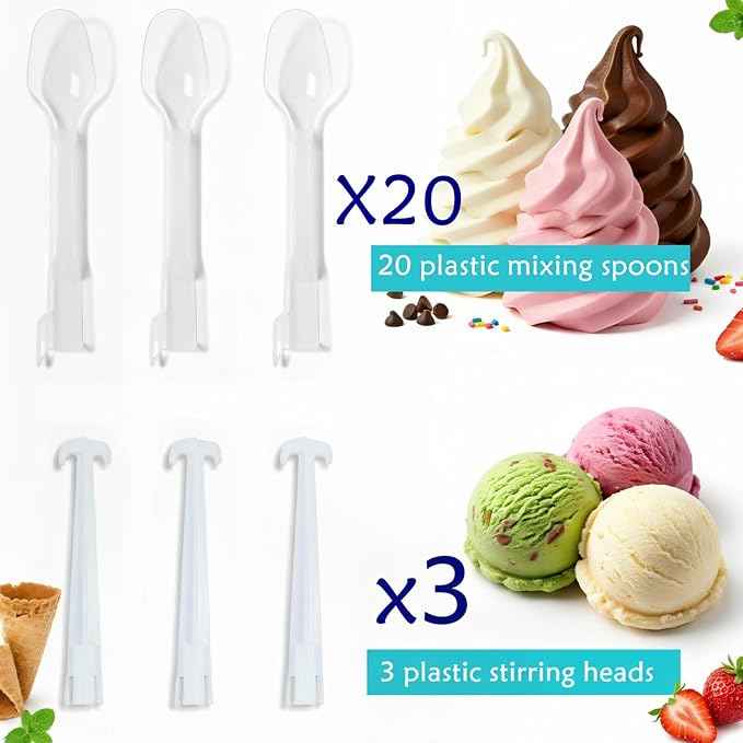 Ice Cream Blender Maker, 110V Soft Serve Machine with 3 Cups,Plastic Spoon,3600r/min Swirl for Yogurt & Shakes, Auto Blender Mixer Machine
