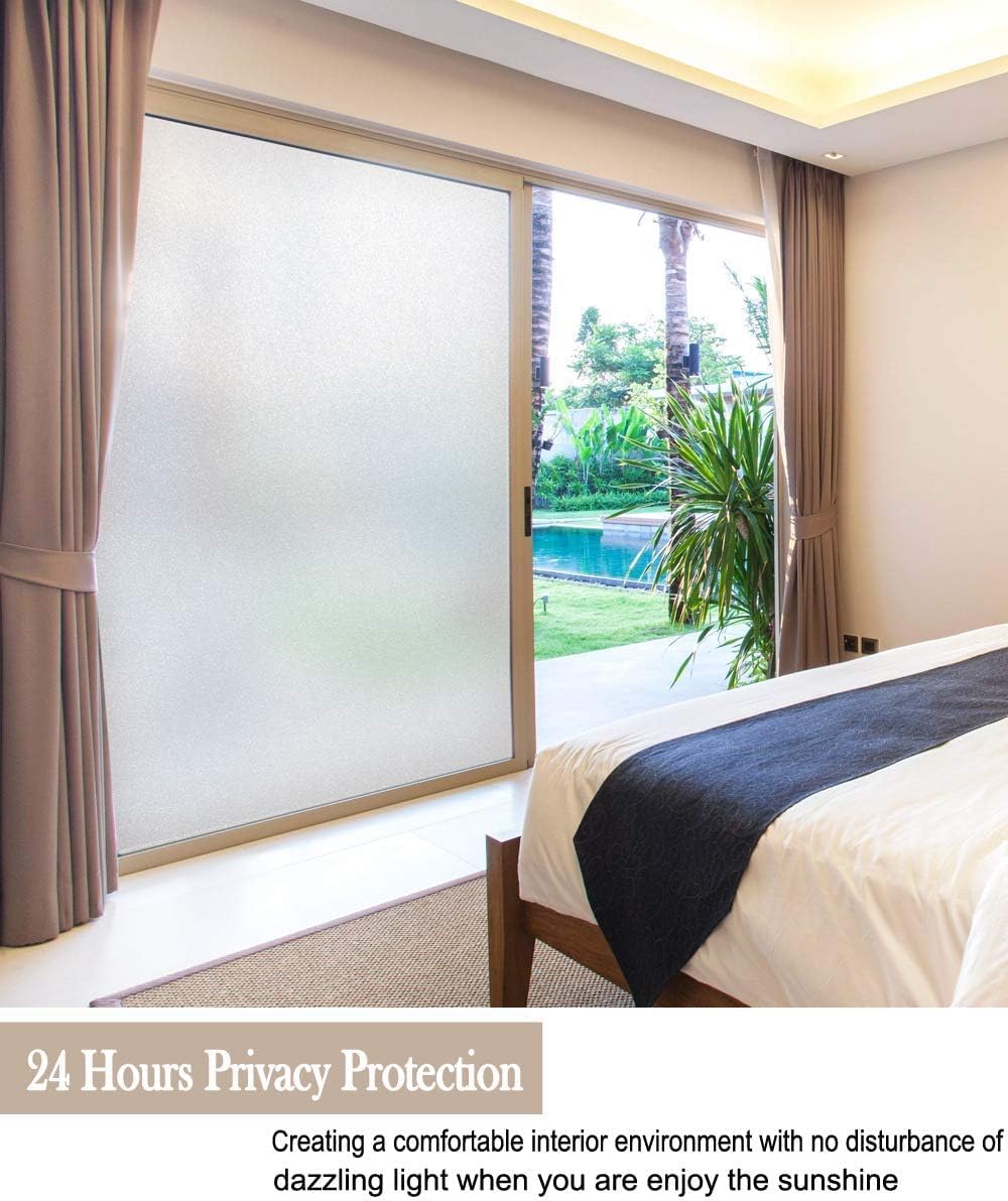 Bloss Frosted Window Privacy Film with Installation Tools,Heat Control UV Blocking Static Cling Windows Films, Bathroom Decorative Film for Home Office Glass Door,17.5 x 78.7 inches