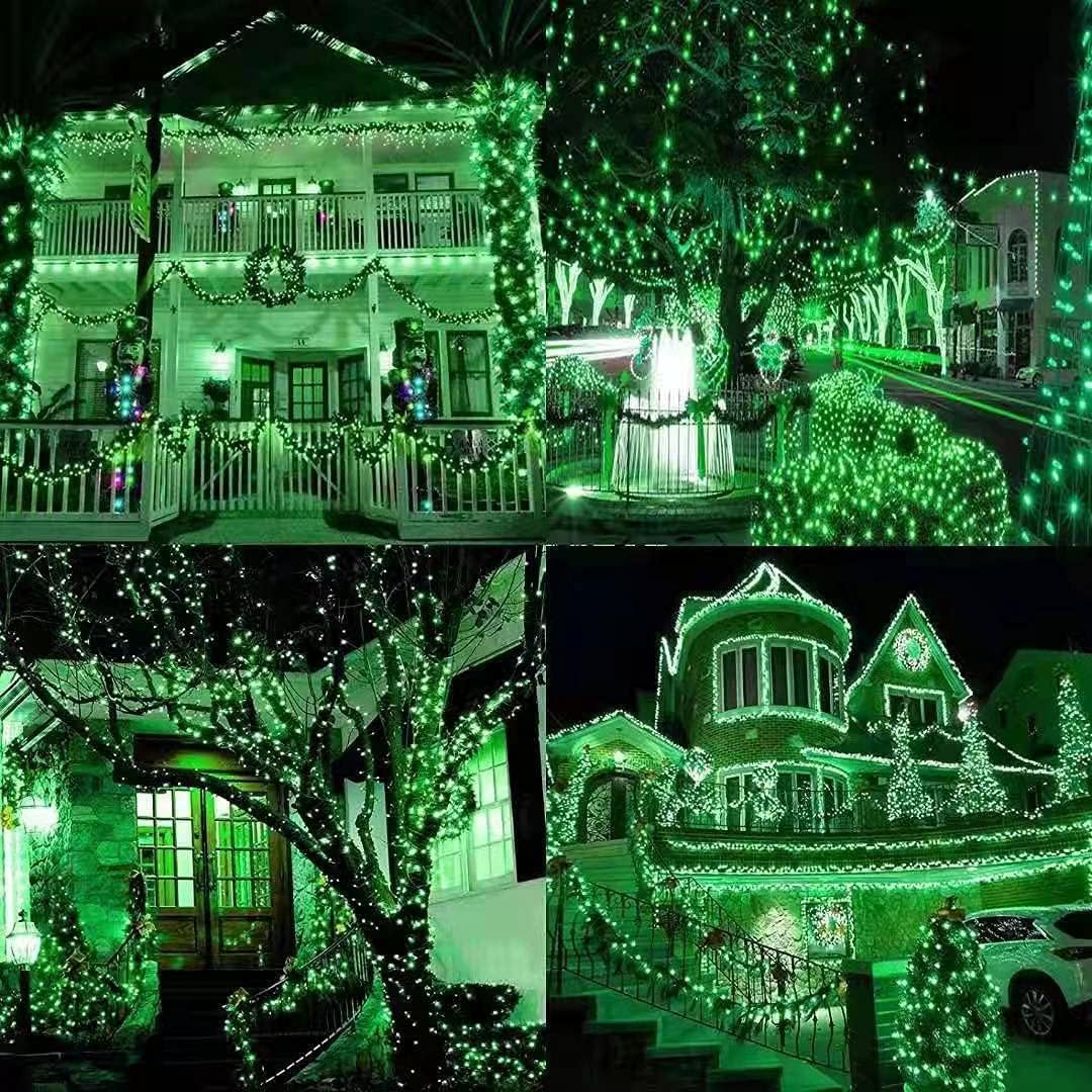 Upgrade Solar String Lights for Outside 2 Pack Total 180FT 500LED String Lights Outdoor with 8 Modes, IP65 Waterproof Outdoor Solar Twinkle Lights, Garden Tree Party Christmas Decorations, Green