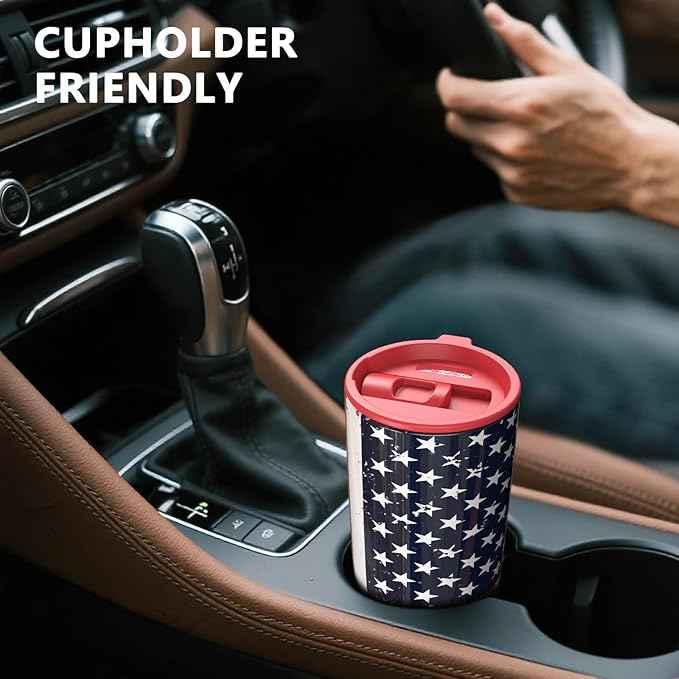 TILUCK 20 oz Insulated Tumbler with BPA-Free Lid, Stainless Steel Vacuum Travel Coffee Mug, Double Wall Coffee Tumbler（20oz，RedFlag）