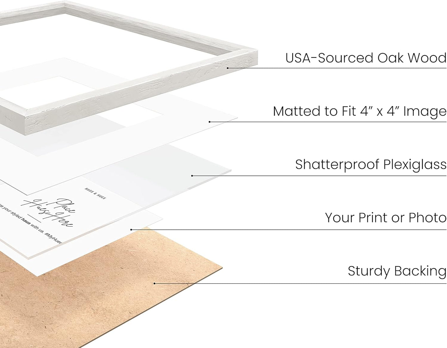 HAUS AND HUES White Square Frames Set of 3-8x8