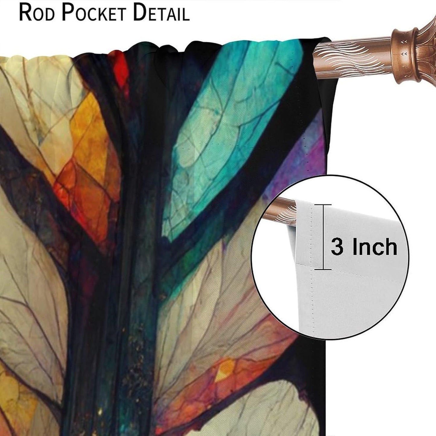 Stained Glass Curtains,Vintage Magical Colorful Abstract Art Home Decor Drapes for Bedroom Living Room Kitchen Window Treatment 2 Panels Set Total Size 42" W X 45" L Inch