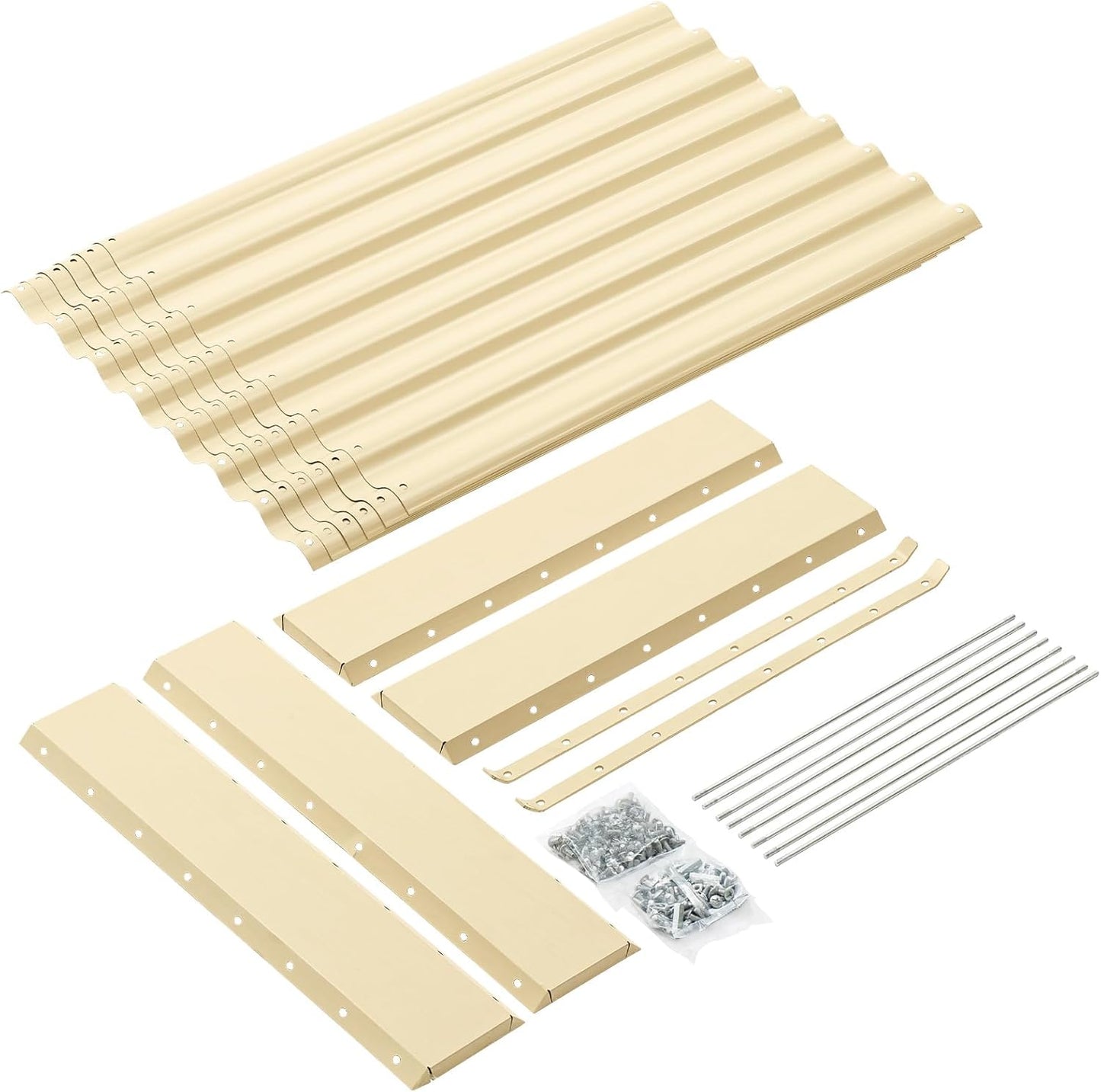 Land Guard 8×4×2ft Galvanized Raised Garden Bed, Planter Boxes Outdoor, Raised Garden Beds Outdoor for Vegetables, Flowers, Herbs, 479 Gallons, Cream Yellow…