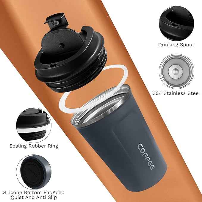 SPLMIFA Travel Coffee Mugs Leak-Proof, Reusable Coffee Cups with Lids, Stainless Steel Vacuum Insulated Coffee Tumblers, Thermal Insulation Cups for Men and Women Hot & Cold Drinks(2nd-Blue, 17OZ)