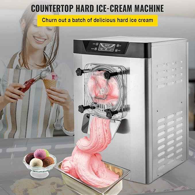 VEVOR Commercial Ice Cream Machine 1400W 20/5.3 Gph Hard Serve Ice Cream Maker with LED Display Screen Auto Shut-Off Timer One Flavors Perfect for Restaurants Snack bar Supermarkets