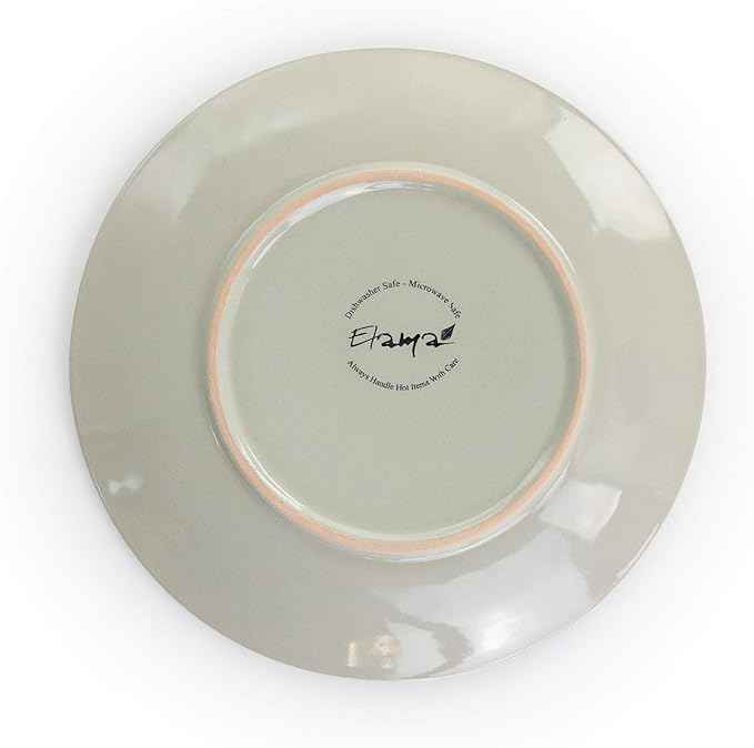 Elama Round Stoneware Collection Dinnerware Dish Set, 16 Piece, Slate and Pearl