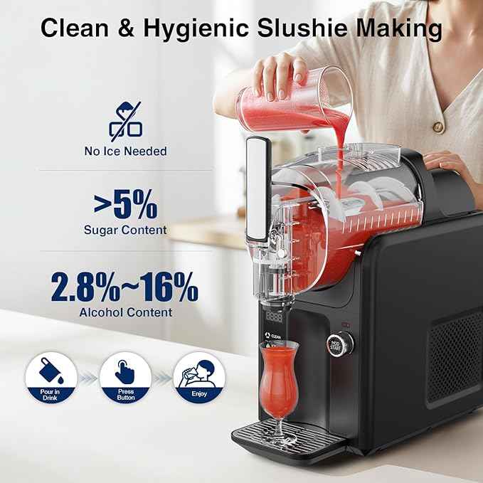 Slushie Machine & Ice Cream Maker Machine 2-IN-1, 6 Modes for Smoothies, Milkshakes, Cocktails, Margarita, and Ice Cream, No Ice Needed, Self-Cleaning, For Home Use