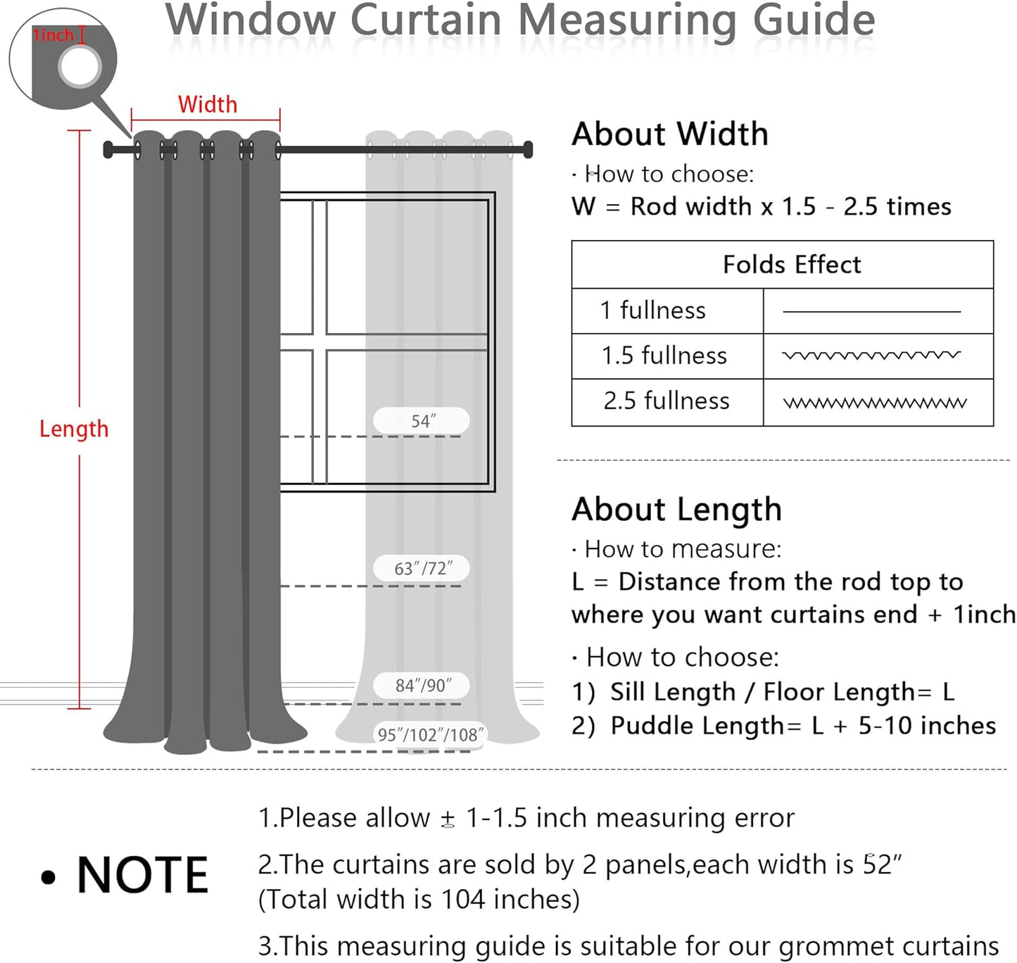 MYSKY HOME 100% Blackout Curtains for Living Room 108 Inch Long Total Light Blocking Curtains for Sliding Glass Door Privacy Protect Grommet 2 Layered Drapes Rainbow Pom Pom Sheer 52 Wide, 2 Pieces