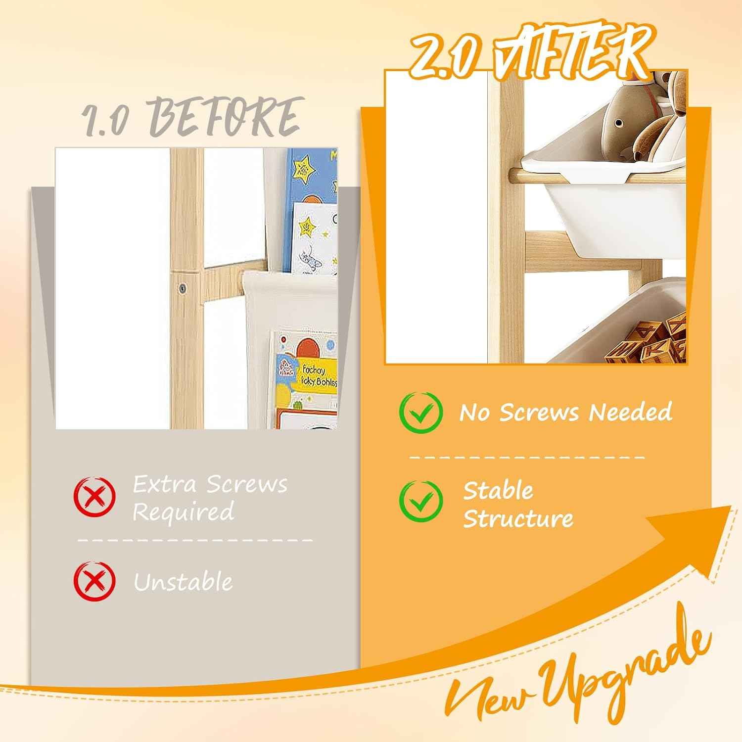 EXPERLAM Toy Storage Organizer with Bookshelf - 12 Storage Bins 4-Tier Multipurpose Shelf to Organize Toys and Books for Kids Room, Playroom, Nursery Room, White
