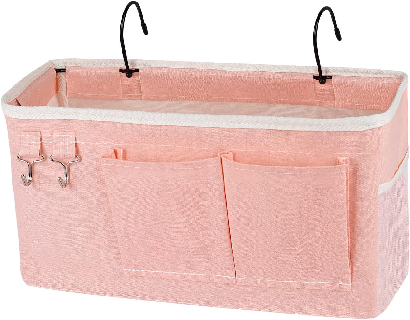 Bedside Storage Caddy/Bedside Hanging Storage Bag for Headboards Bunk Beds Dorm Rooms Book Phone Magazine Holder (Light Pink)