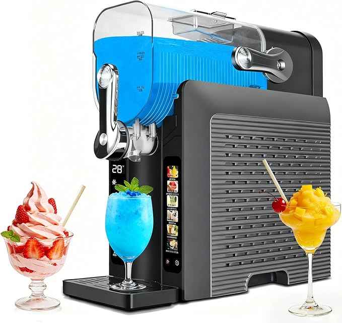 Slushie Machine for Home - 88oz Frozen Drink Maker Slushy Machine, 2-In-1 Soft Ice Cream Maker, 6 Preset Programs| Slushie, Cocktails, Frappés, Ice Cream, Smoothies, Milkshakes (Screen Version）
