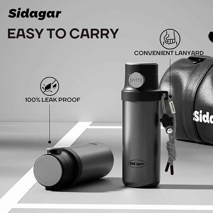 18 oz Insulated Water Bottle, Stainless Steel Travel Mug with Lid, Double Wall Vacuum Sports Water Bottle, BPA Free, Leak-Proof, Fits in Car Cup Holder, Great for Men Kid School, Black