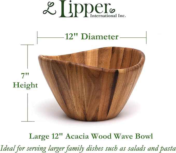 Lipper International Large Wavy Bowl, Acacia