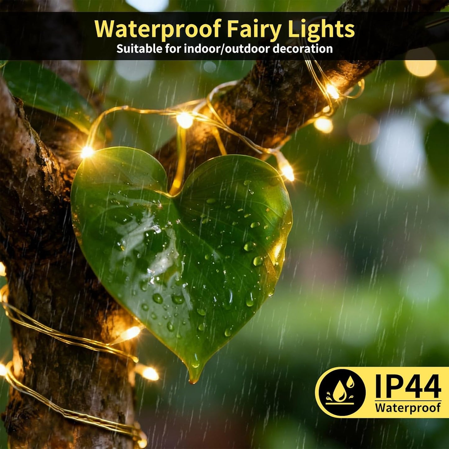 Rechargeable Fairy Lights Battery Operated, 33ft 100 LEDs String Lights with Remote, Waterproof, Mini Twinkle Lights for Bedroom, Christmas, Wedding, Indooor Outdoor Decor, Warm White