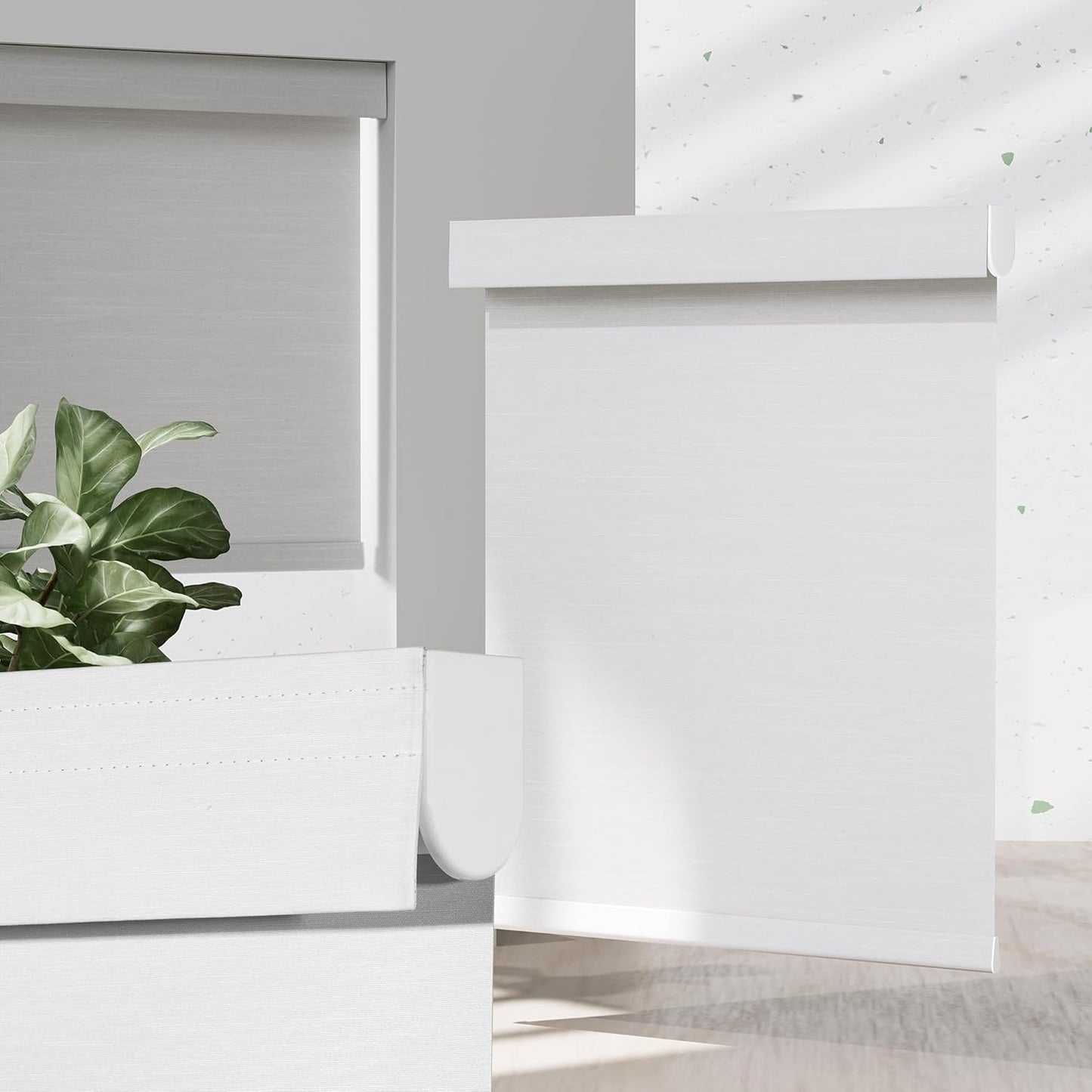 Blackout Roller Shades for Indoor Windows, Cordless Jacquard Fabric-Matched Roller Blinds, Easy to Install Privacy UV Protection Roll Up Blinds for Home Office, Pure White, 21" W x 72" H