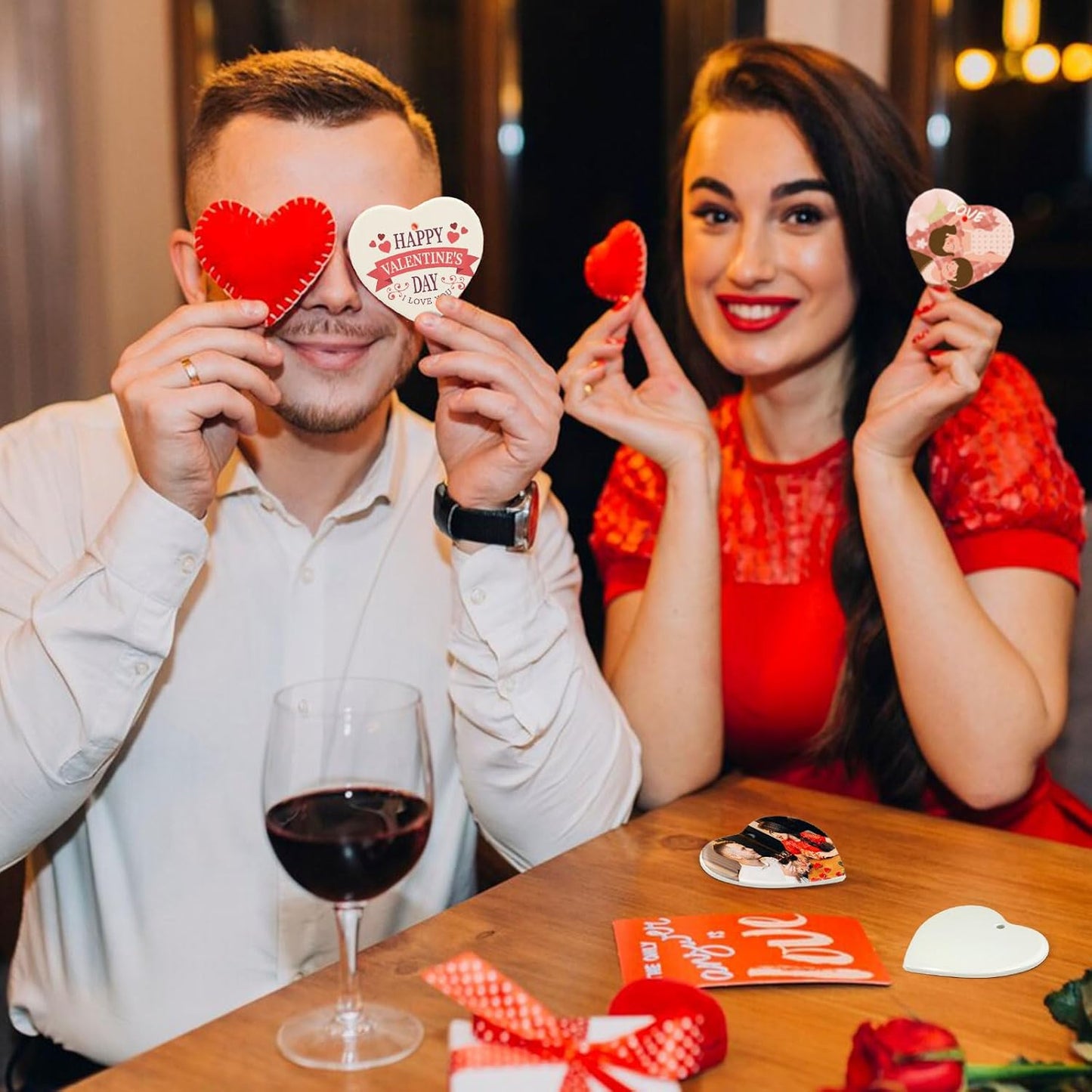 Sublimation Blank Ornaments Sublimation Ceramic Ornament Blanks Bulk Christmas Ornament for Heat Press Printing White Porcelain Ornament Personalized Decoration Supplies for Christmas(25, Heart)