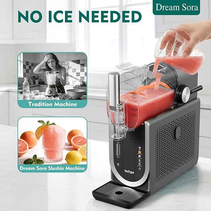 Slushie Machine No Ice Needed, Margarita Machine & Slushy Machine for Home, 5 Preset, Rapid Freezing, Self-Cleaning, 66oz Slushie Maker for Frappes, Spiked Slush, Ice Cream and More, Grey