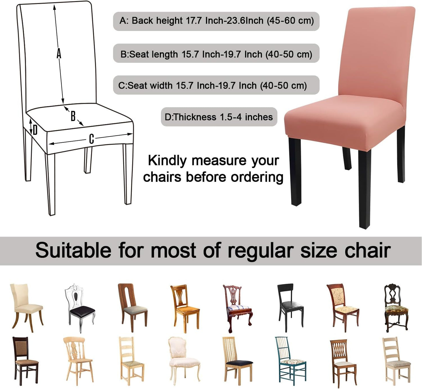 JQinHome Terra Cotta Chair Covers for Dining Room Set of 6, High Stretch Removable Washable Parsons Chair Slipcover for Home Party Hotel Wedding Ceremony (6PCS,Terra Cotta)