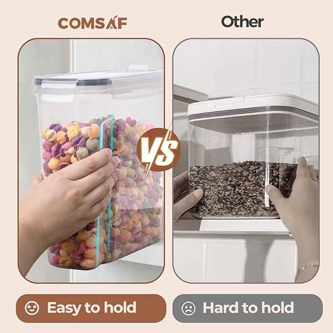 ComSaf 6.7Qt Cereal Storage Container Set of 2 - Ideal for Home Cooks Storing Cereal and Organized Families Organizing Bulk Food，Large Cereal Dispenser Keeps Pantry and Kitchen Countertop Neat