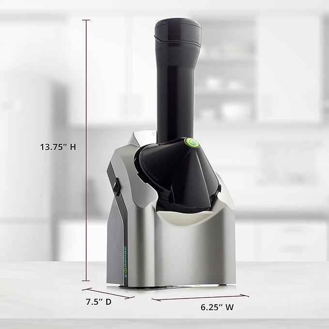 Yonanas Classic Frozen Fruit Soft Serve Maker for Healthy Vegan and Dairy-Free Treats, 200W Silver Machine with 36 Recipes, BPA Free, Easy to Clean, Quick and Simple to Use