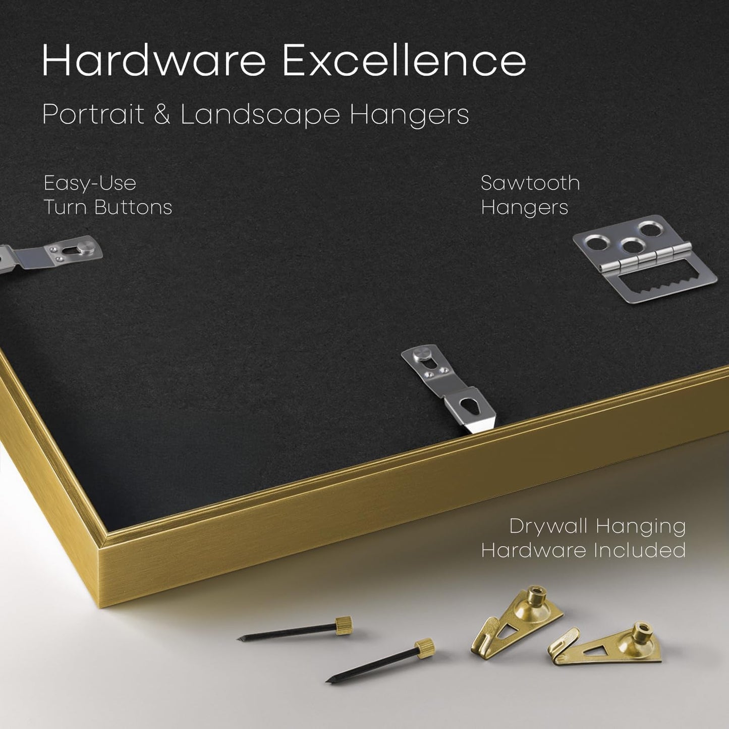 Homeforia A4 Gold Picture Frame, High End Metal 8.3 x 11.7 Frames for Wall or Tabletop, Gold A4 Certificate Frame with Mat A5, 8.3x11.7 Frames Matted to 5.8x8.3 Art, Tempered Glass, Wall Kit, Set of 1