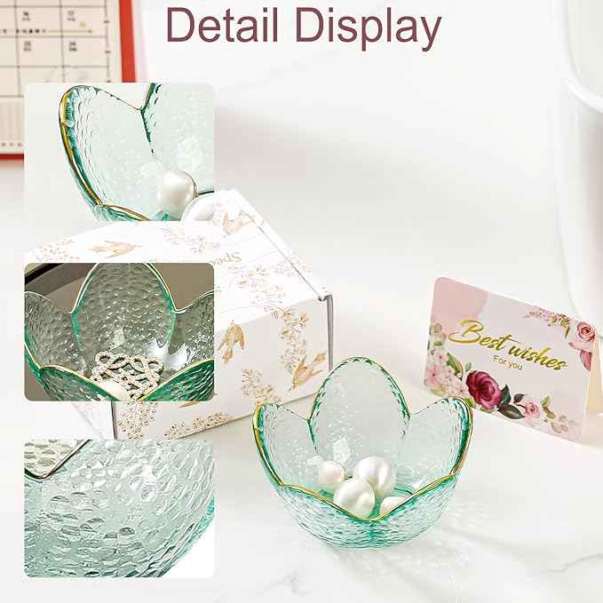 Binoster Friendship Gifts For Women Jewelry Dish Glass Ring Dish Jewelry Tray Cute Vanity Organizer Room Decor Jewellery Tray Trinket Dish Cute Bedroom Decor Christmas House Warming Gifts for women