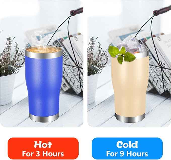 VEGOND 20oz Tumbler Stainless Steel Tumbler Cup with Lid And Straw Vacuum Insulated Double Wall Travel Coffee Mug(Blue 12 Pack)