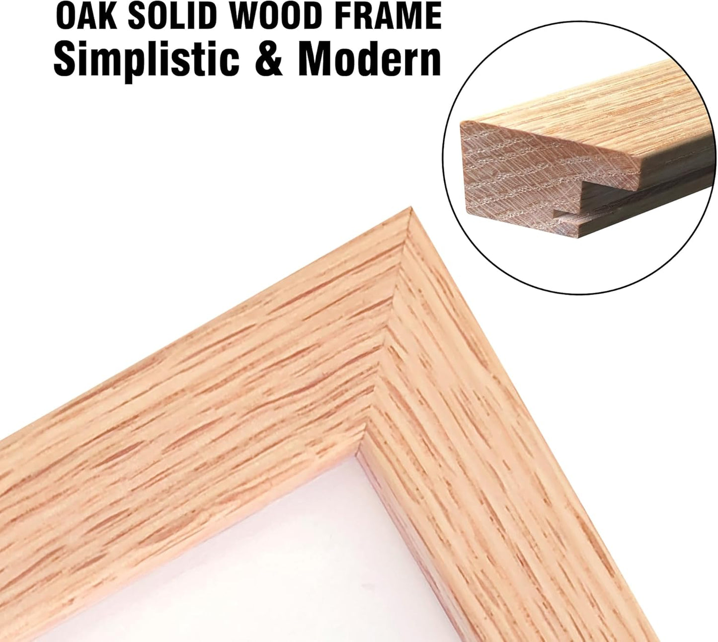 8x10 Picture Frame Set of 4 OAK Solid Wood with Real Glass for Pictures 5x7 with Mat or 8x10 Without Mat, Wall Mount or Tabletop Gallery Photo Frames(4 Pack, Oak)