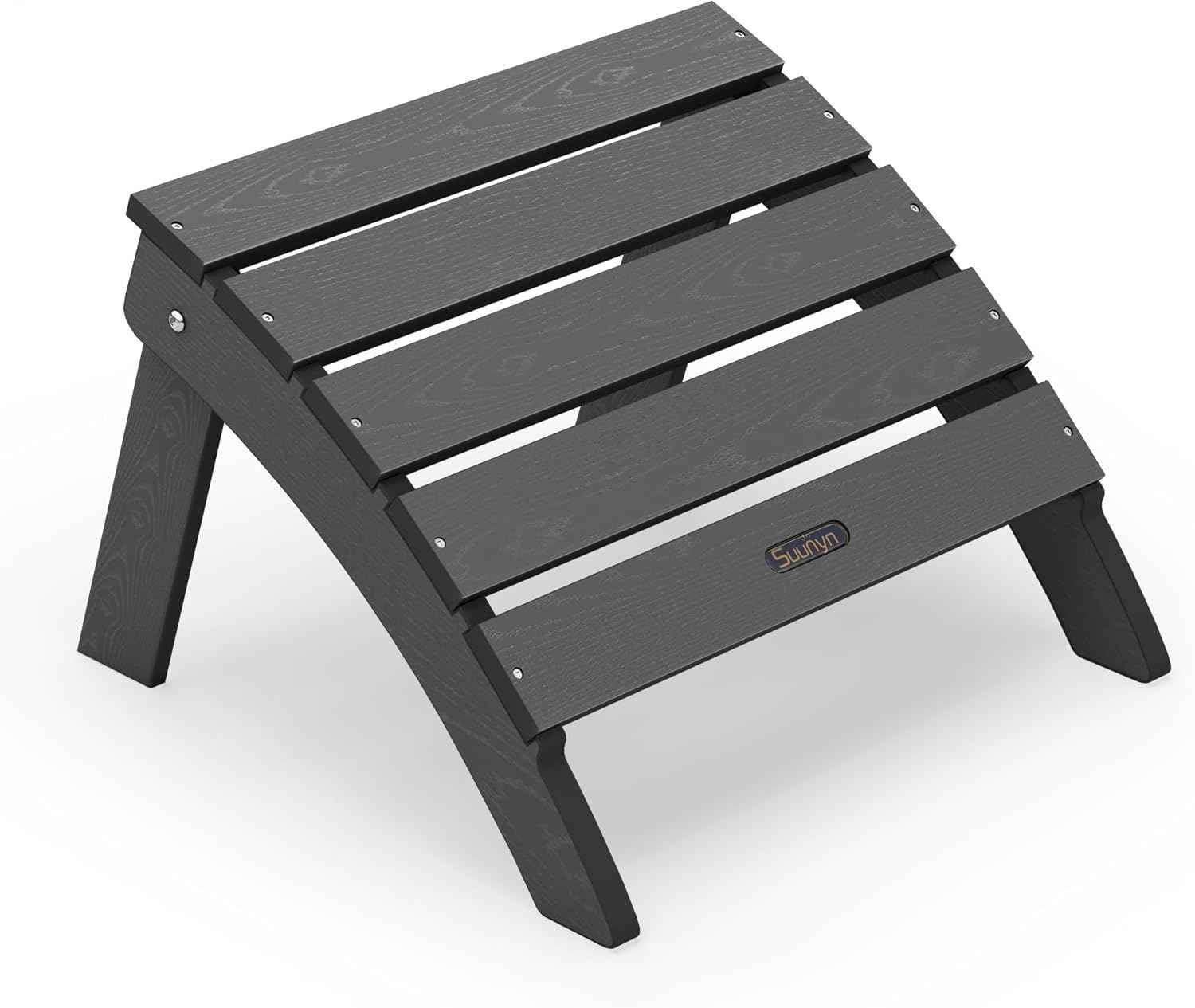 Adirondack Ottoman Footrest for Adirondack Chair, All-Weather HDPE Outdoor Foot Stool, Folding Patio Ottoman for Lawn, Garden, Deck, Backyard, Grey