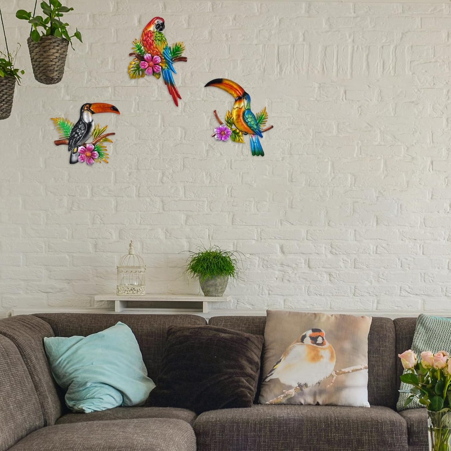 Metal Wall Art 3D Outdoor Wall Decor Toucans Garden Decorations Parrot Decor Fence Decorations Outdoor Wall Sculpture, Style 8