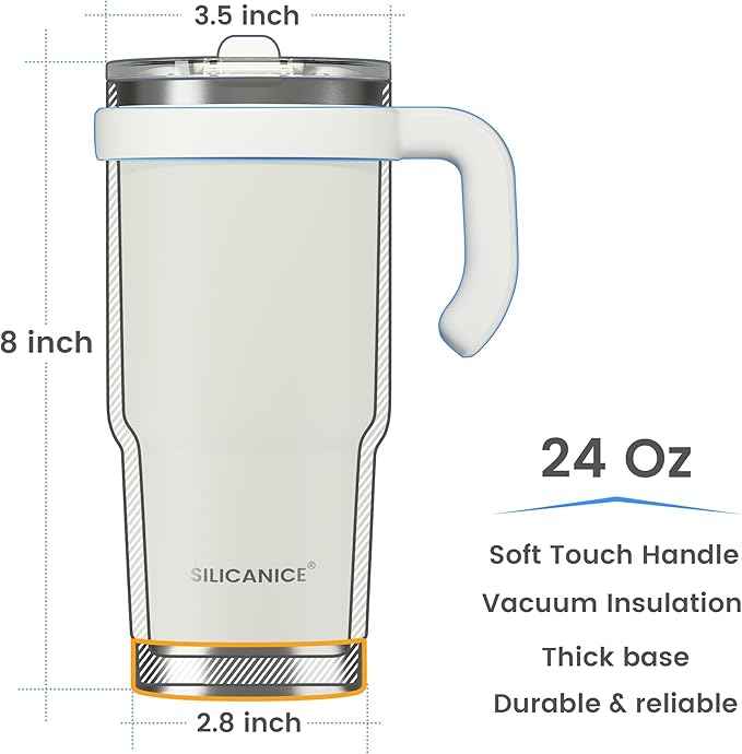 For Iced Coffee & Smoothies – Never Drink from a Moldy Lid Again: 24oz Hygienic Tumbler, 100% Leakproof Lid & Removable Foldable Spout. Reinforced Base, Fits Cup Holders-Cream