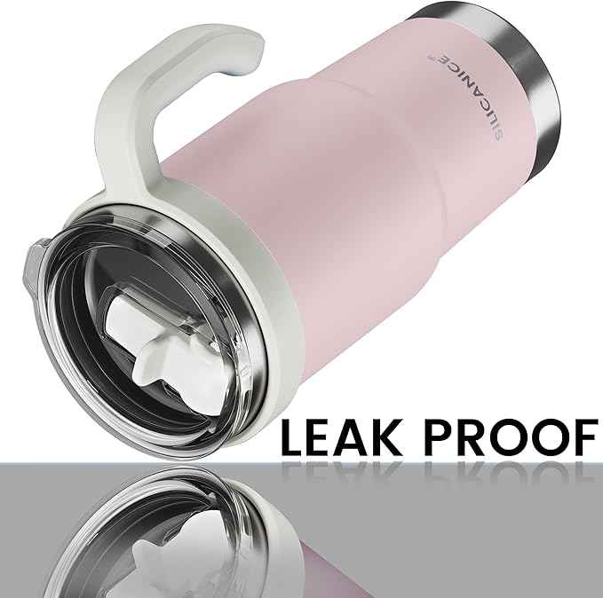 For Iced Coffee & Smoothies – Never Drink from a Moldy Lid Again: 24oz Hygienic Tumbler, 100% Leakproof Lid & Removable Foldable Spout. Reinforced Base, Fits Cup Holders-Pink sand