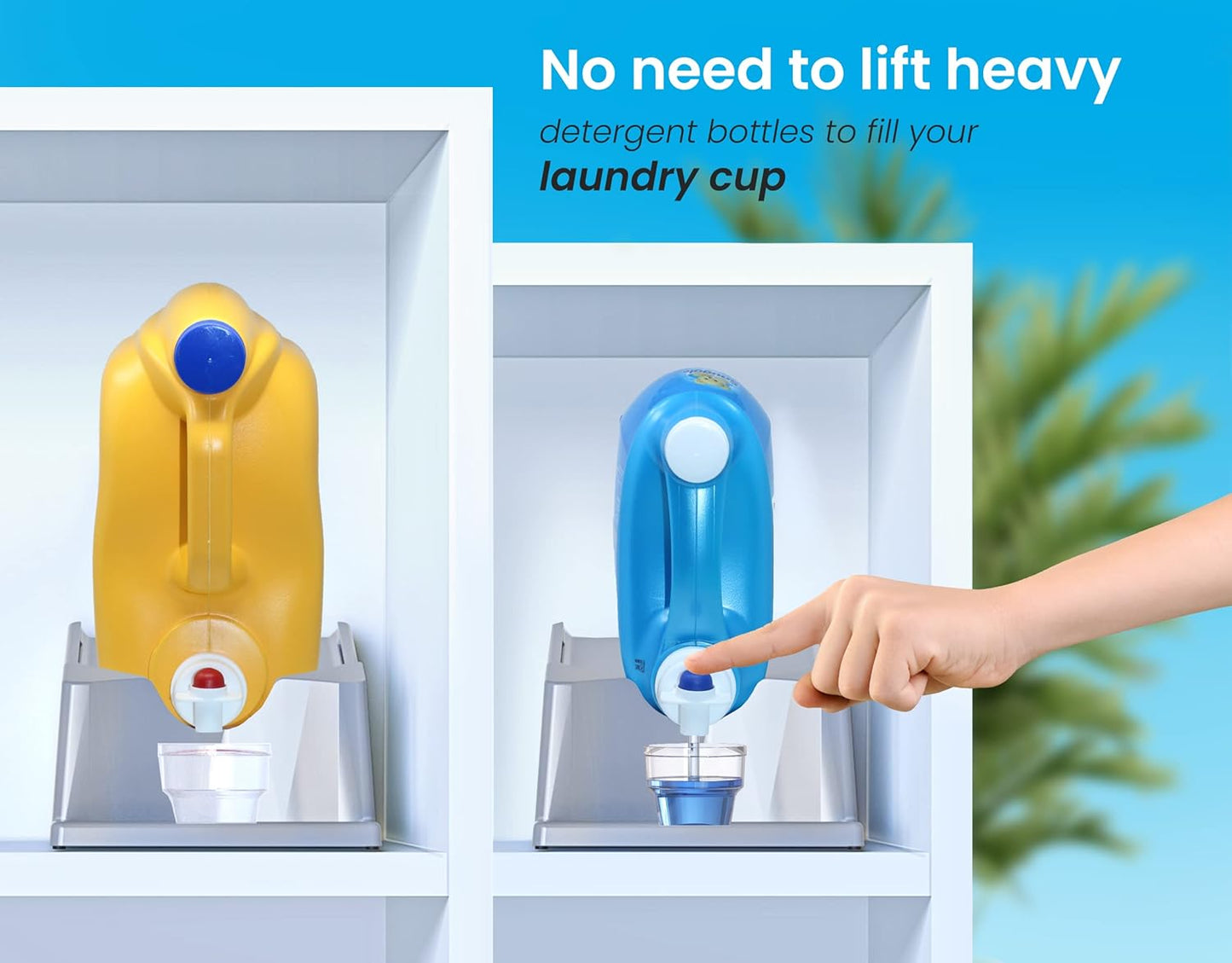 TidyFriend Laundry Detergent Holder Stand with Drip Tray, 3 Pack Laundry Soap Holder with Non-Slip Rubber Feet for Washing Space Organization, Angled Downward Slope for Easy Pouring (Grey)