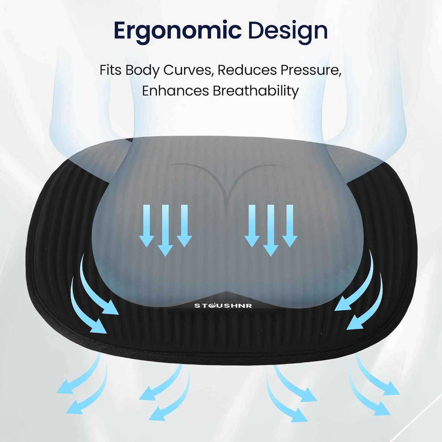 Gel Seat Cushion for Long Sitting,3-Second Cooling Pressure Relief Pillow for Car Seat & Office Chair,Back,Tailbone,Coccyx Comfort Support Seat Pad (Black)