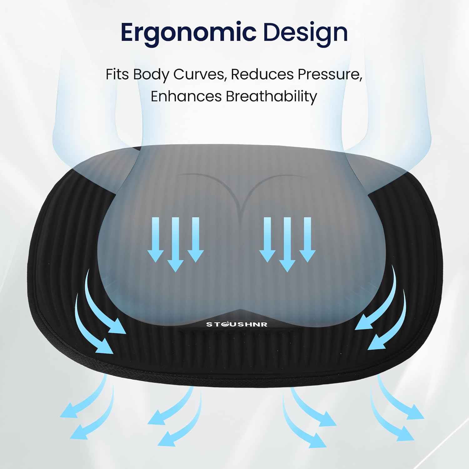 Gel Seat Cushion for Long Sitting,3-Second Cooling Pressure Relief Pillow for Car Seat & Office Chair,Back,Tailbone,Coccyx Comfort Support Seat Pad (Black)