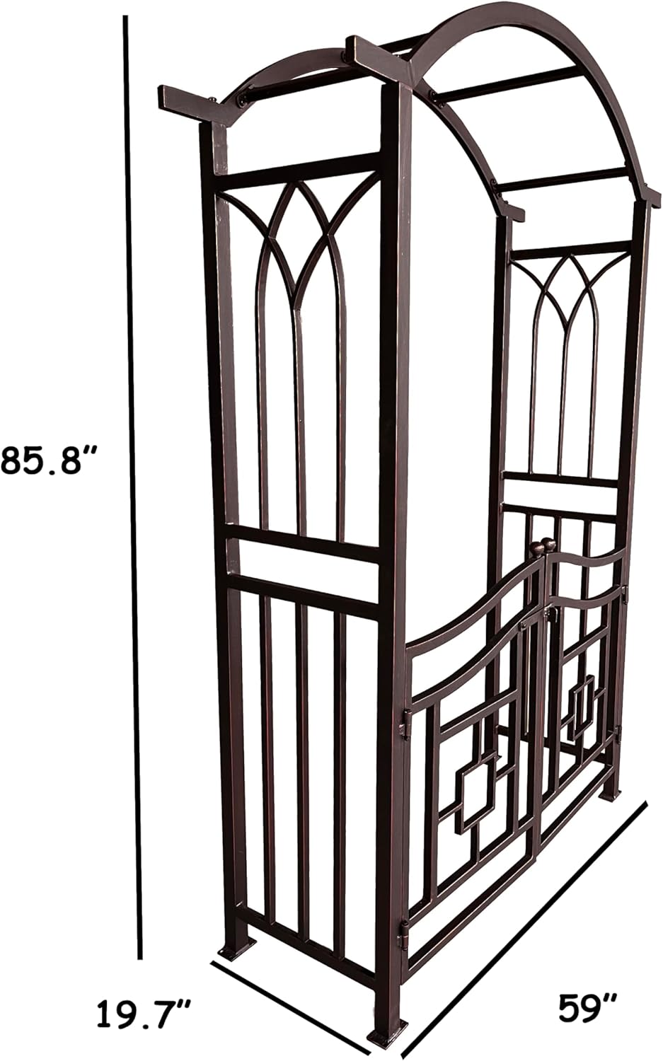 Bronze Aluminum Garden Arbor Arch with Gate