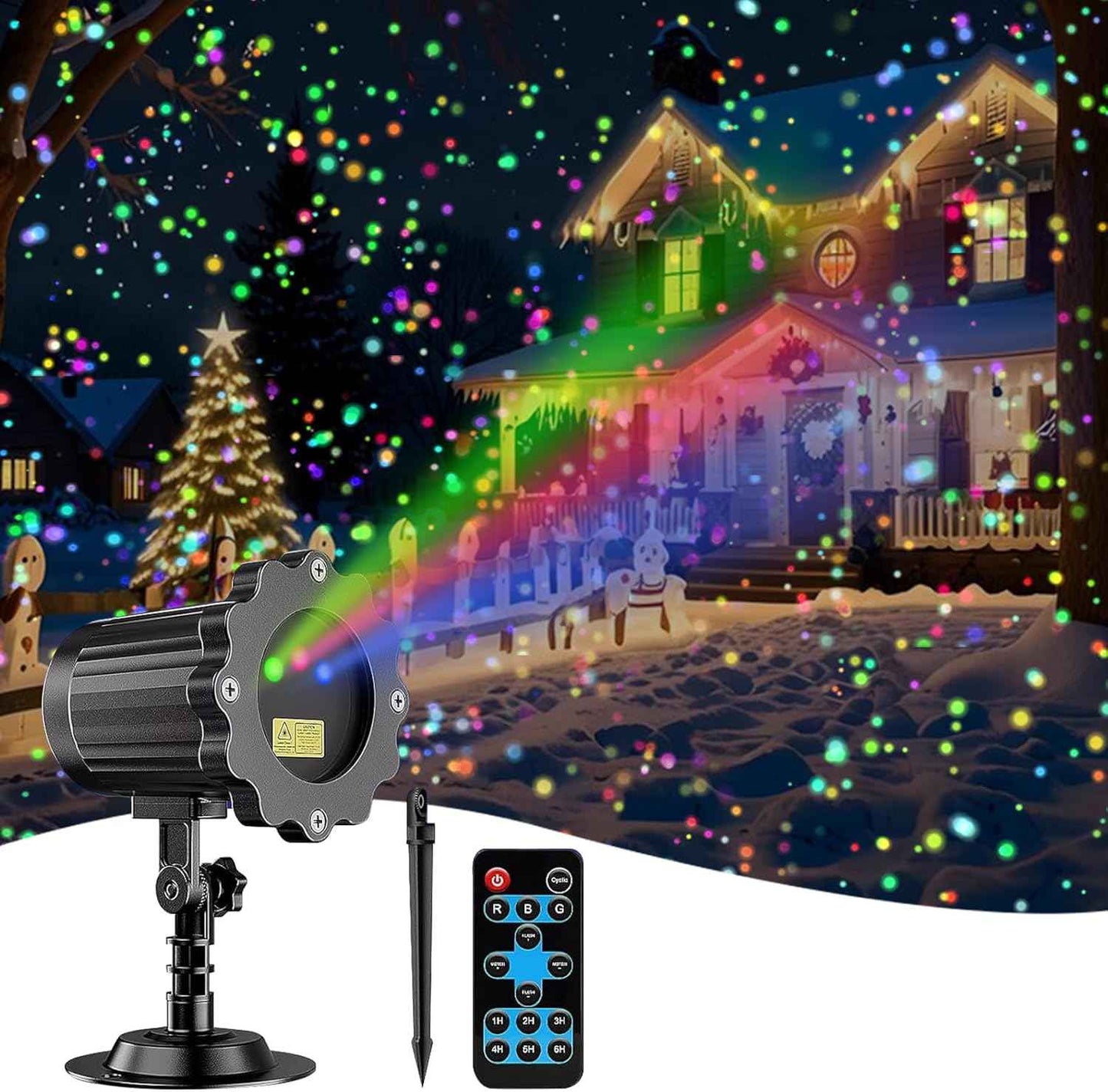 Laser Christmas Lights, 3 Color Laser Light Projector, Firefly Lights Show with RF Remote, Water Proof, Indoor Holiday Decoration, Christmas Gift, Home Decor, Party, Garden