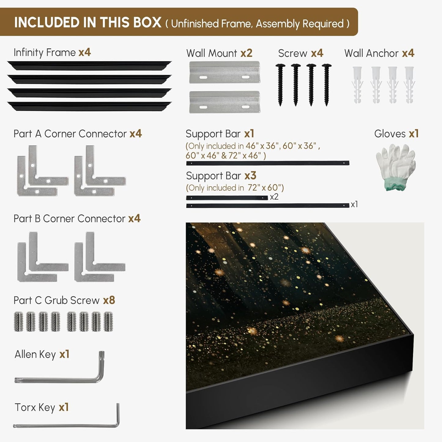 SIGNWIN 30"x60" Extra Large Framed Wall Art Magical Firefly Forest at Twilight, Enchanted Nature Scene for Home Living Room Bedroom Decor (Frame Assembly Required)