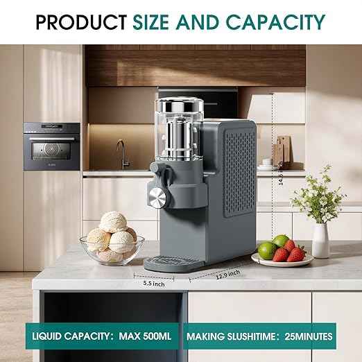 Slushie Machine with Self-Cleaning, No Ice Needed Slushy Maker for Home, Real-Time Temp Display, Frozen Drink Maker with 7 Preset Programs for Ice Cream, Frappés, Milk Shake and More