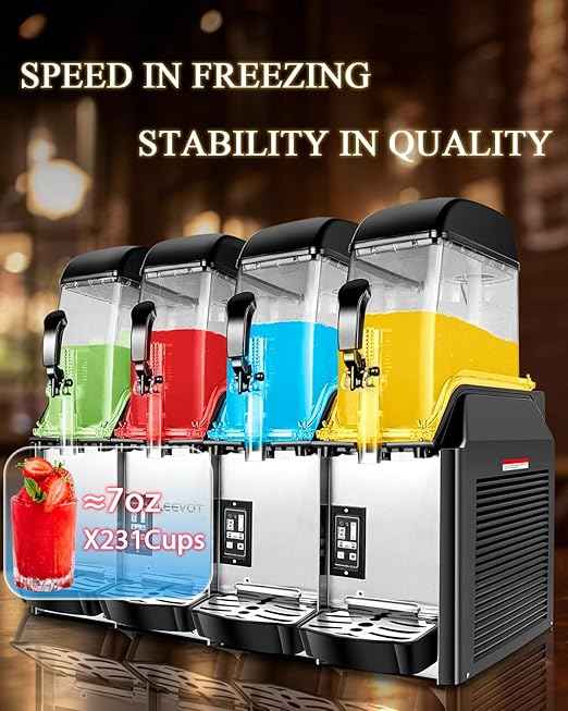 Slushie Machines 4 Tanks x 12L Commercial Grade Slushy & Frozen Drink Maker, Industrial Grade Margarita Machine for Store Bar Events Restaurant Cafe for Slush, Margarita, Milkshake & More