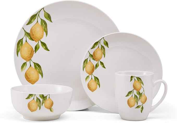 Studio Nova Lemons 16-Piece Dinnerware Set, Service For 4, White