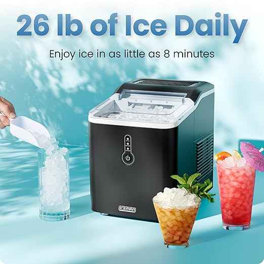 Iceman by Chefman Nugget Ice Maker Countertop, Pebble Ice Maker Machine, 26 lb in 24 Hours, Ready in 6 Minutes, Removable Ice Basket, Fun and Chewable Cubes, 1.5L Water Tank, Self-Cleaning Function