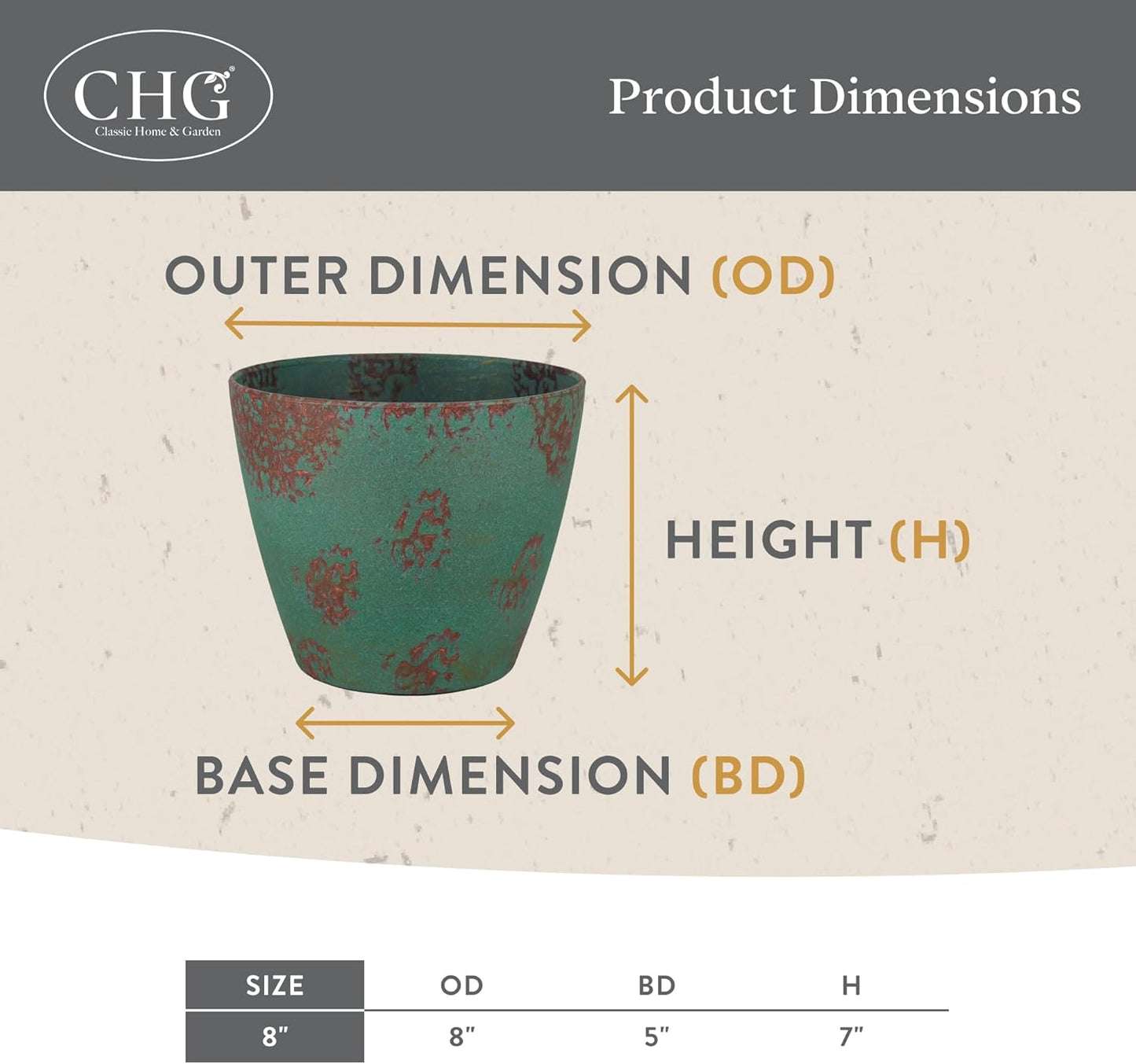 Classic Home and Garden Vogue Planter Pots w/Pottery Quality Finish - Modern Indoor & Outdoor Flower Pots - UV-Resistant Porch Planters - Decorative Pot for Flowers & Herbs (8” Lava Red)