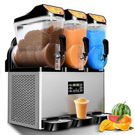15Lx3 Triple Tanks Slushy Machines Commercial Grade Slushie & Frozen Drink Maker, Industrial Grade Margarita Machine for Store Bar Events Restaurant Cafe for Slush, Margarita, Milkshake & More