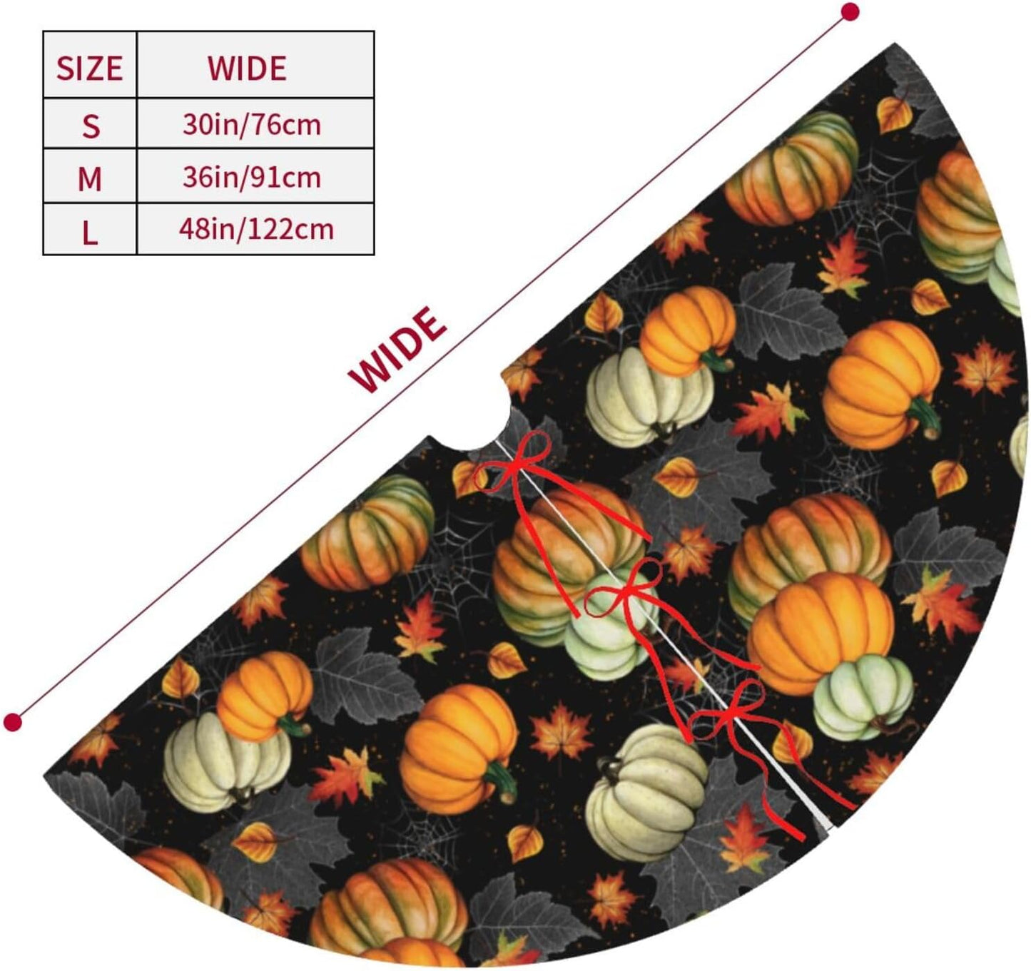 Thanksgiving Fall Tree Skirt Maple Leaf Pumpkin Spider Web Christmas Tree Skirt Xmas Tree Mat Halloween Christmas Tree Ornaments Decorations Holiday Party Indoor Outdoor 30"