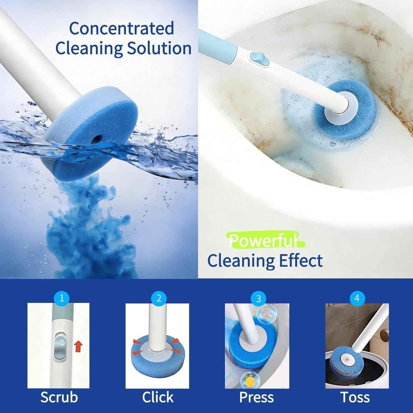Disposable Toilet Brush Cleaning System, Includes 56 Detergent Refills, Hygienic Replaceable Brush Heads, Wall-Mounted Rotating Holder Set, Bathroom Maintenance, Toilet Cleaner